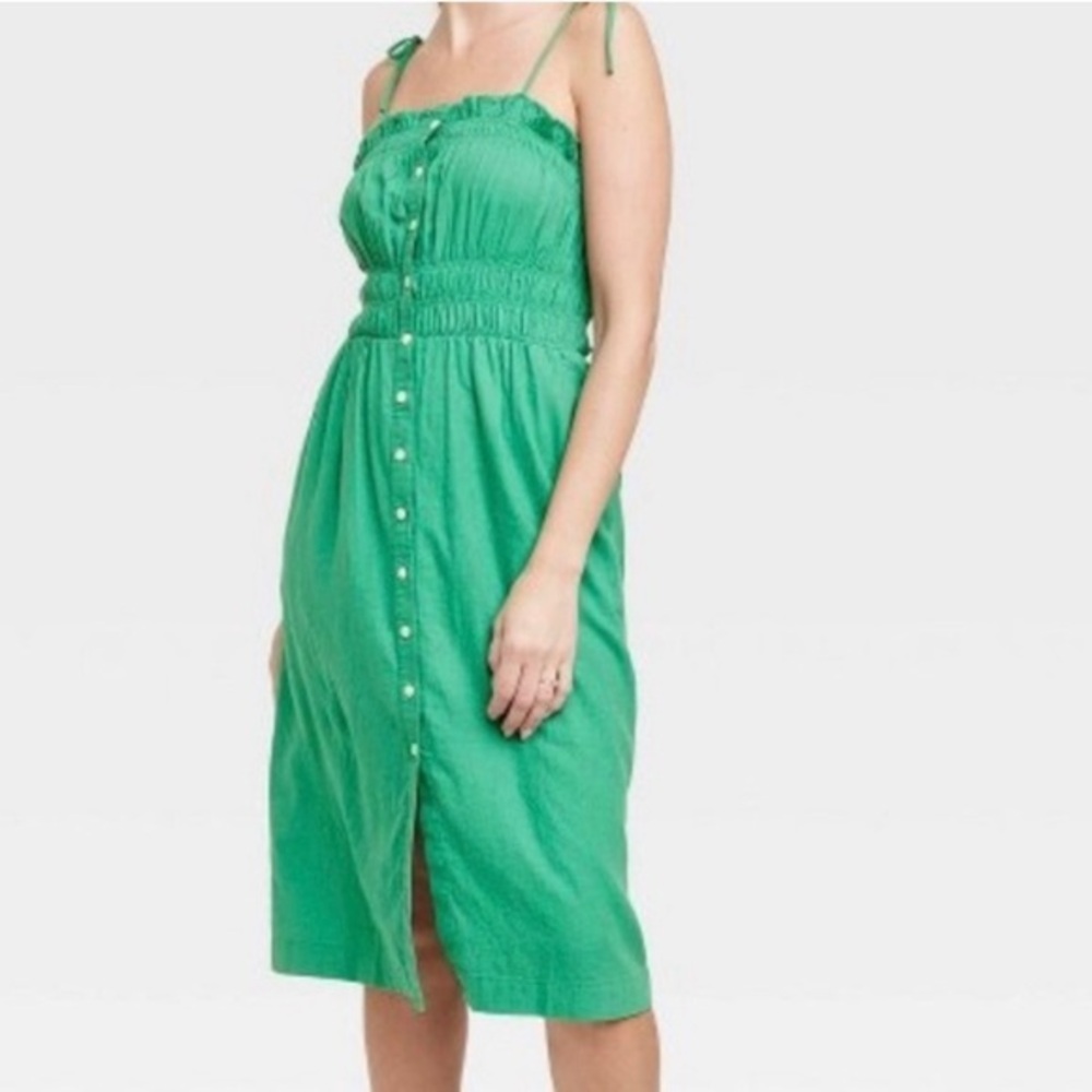 Universal Thread Green Sleeveless Button-Down Dre… - image 1